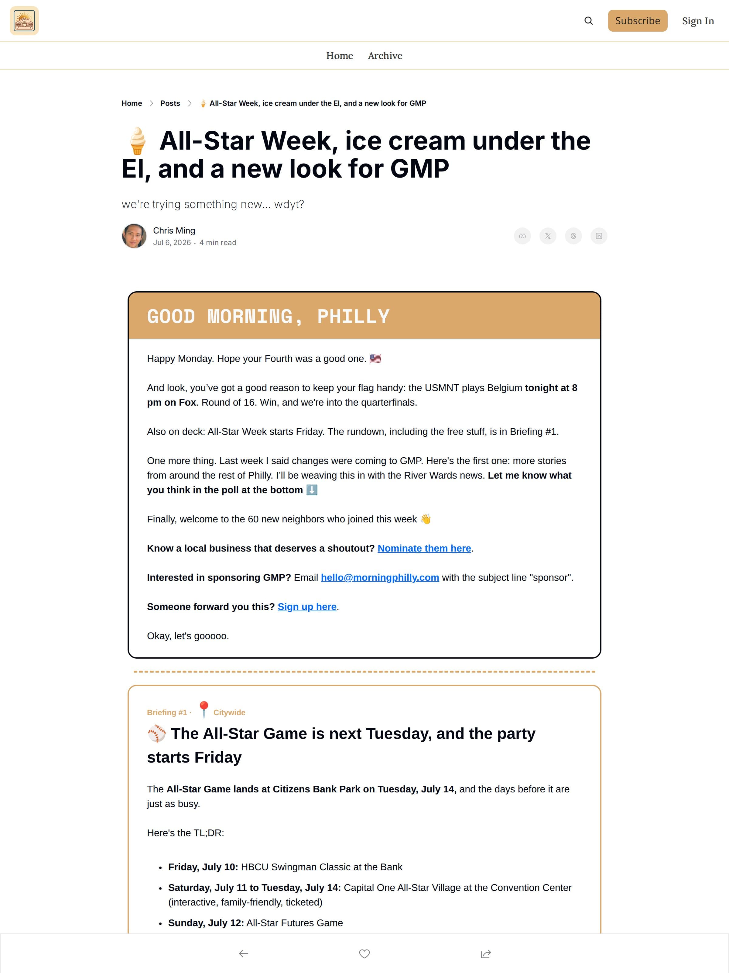 Recent issue of Good Morning Philly